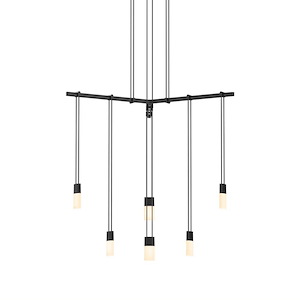Suspenders - 60W 6 LED 1-Tier Tri-Bar Pendant In Modern Style-21 Inches Tall and 24 Inches Wide - 1118012
