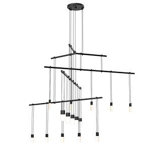 Suspenders - LED 4-Tier Tri-Bar Pendant In Modern Style-33 Inches Tall and 36 Inches Wide - 1118040