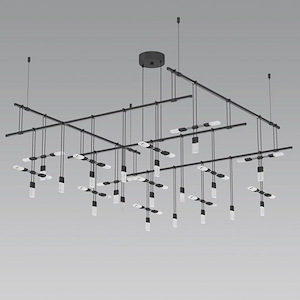 Suspenders - 72W 19 LED 2-Tier Pendant In Modern Style-21 Inches Tall and 58 Inches Wide