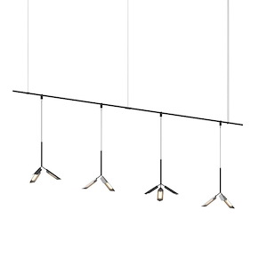Suspenders - LED 1-Tier Linear Leaf Pendant In Modern Style-32 Inches Tall and 49 Inches Wide - 1118055