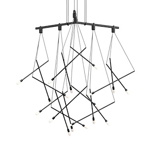 Suspenders - LED 1-Tier Tri-Bar Branch Pendant In Modern Style-28.25 Inches Tall and 24 Inches Wide