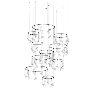 Suspenders - LED Vertical Ring Matrix Cluster Pendant In Modern Style-128 Inches Tall and 76 Inches Wide - 1118047