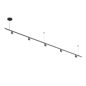 Suspenders - 5 LED 1-Tier Linear Pendant with Precise Bar-Mounted Aimable Cylinders In Modern Style-4 Inches Tall and 97 Inches Wide