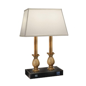 1 Light 2 Column Desk Lamp with USB and outlet-23 Inches Tall