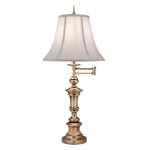 31 Inch High Burnished Brass Swing Arm Table Lamp
