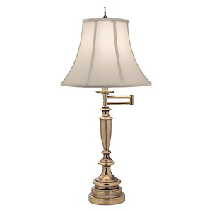 33 Inch High Antique Brass Swing Arm Table Lamp