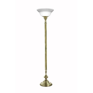 70 Inch High Satin Brass x 15&quot; W Opal Acrylic Bowl Torchierre