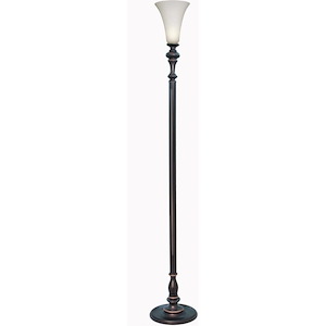 72 Inch High Oxidized Bronze x 7.5&quot; Dia Opal Acrylic Shade Torchierre