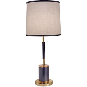 30 Inch High Matte Black &amp; Polished Gold Retro  Table Lamp