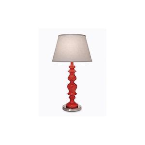 27 Inch High Gloss Red &amp; Satin Nickel Table Lamp