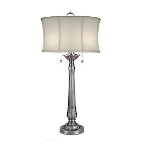 37 Inch High Pewter Double Pull Chain Table Lamp