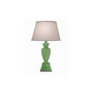 28 Inch High Gloss Light Green &amp; Satin Nickel Table Lamp