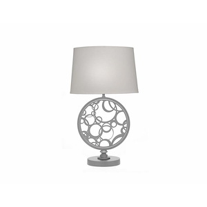 26 Inch High Silver PC Laser Cut Bubbles Table Lamp