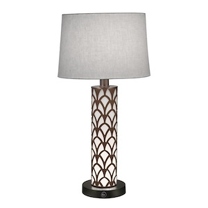 29 Inch High Oil Rubbed Bronze Laser Cut Cathedral &amp; Opal Acrylic NightlightTable Lamp