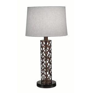 29 Inch High Oil Rubbed Bronze Laser Cut Cathedral Table Lamp