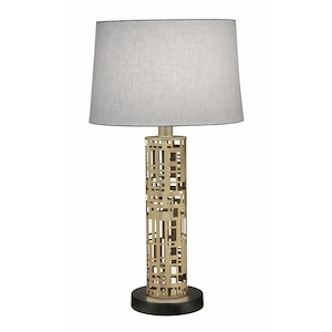 29 Inch High Oculux Bronze Laser Cut Rectangles Table Lamp