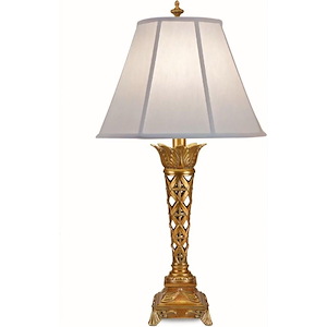 35 Inch High French Gold Floral Table Lamp