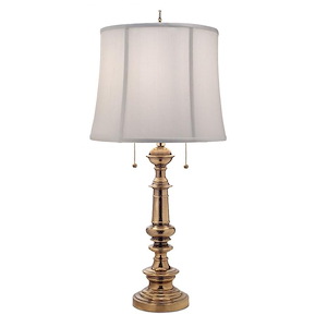 32 Inch High Burnished Brass Double Pull Chain Table Lamp