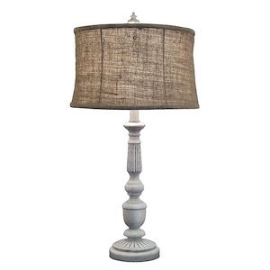 29 Inch High Distressed White Table Lamp