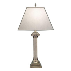 31 Inch High Burnished Brass  &amp; Botticino Marble Ionic Capital Table Lamp