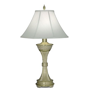 32 Inch High Satin Brass White Antique Urn Table Lamp