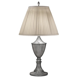 30 Inch High Pewter Ribbed Urn Table Lamp