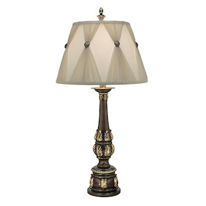 37 Inch High Roman Bronze Table Lamp/Pleated Rosette Shade