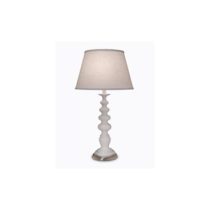 28 Inch High Gloss White &amp; Satin Nickel Table Lamp
