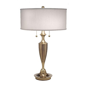 27 Inch High Burnished Brass Retro Double Pull Chain Table Lamp