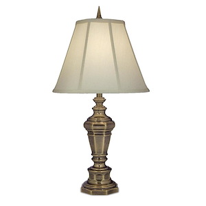 32 Inch High Antique Brass 8 Sided Table Lamp