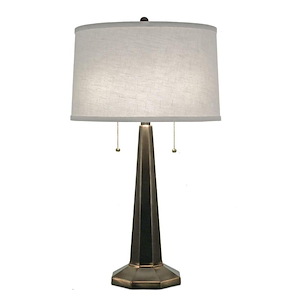 27 Inch High Oxidized Bronze 6 Sided Double Pull Chain Table Lamp