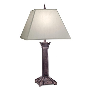 31 Inch High Antique Copper Square Rivet Table Lamp