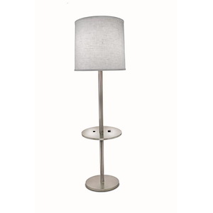 60 Inch High Satin Nickel x 13&quot; Dia Acrylic Tray Floor Lamp w/ USB and outlet
