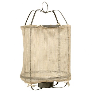 Burlap - Pendant Candle Holder In Farmhouse Style-39 Inches Tall and 14 Inches Wide