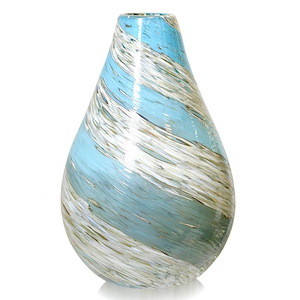 Firenze - Twisted Water And Ice Glass Vase In Modern Style-17.71 Inches Tall and 11.41 Inches Wide