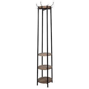 72 Inch Four Hook Coat Rack with Three Shelves
