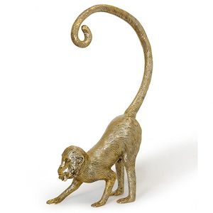 Monkey Figure - Metal Decorative Accessory In Whimsical Style-31 Inches Tall and 14 Inches Wide