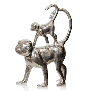 Mother and Child Monkey - Decorative Table Top Accessory In Whimsical Style-11 Inches Tall and 8.5 Inches Wide