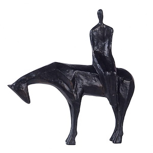 Dann Foley - Horse Riding Man Sculpture In Contemporary Style-3.7 Inches Tall and 13.1 Inches Wide