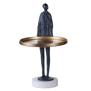 Dann Foley - Figural Sculpture with Tray In Contemporary Style-15.5 Inches Tall and 8 Inches Wide