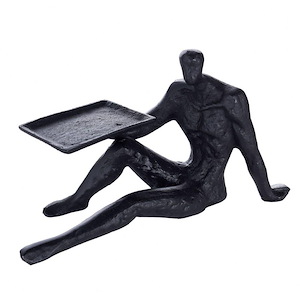 Dann Foley - Figural Sculpture with Tray In Contemporary Style-6 Inches Tall and 11 Inches Wide