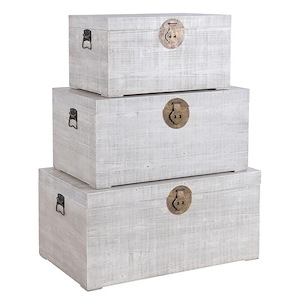Dann Foley Lifestyle - Nested Trunk Table (Set of 3) In Rustic Style-19 Inches Tall and 40 Inches Wide - 1300991