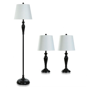 1 Light Table Lamp and Floor Lamp Set (2 Table Lamps and 1 Floor Lamp) In Traditional Style-61 Inches Tall and 12 Inches Wide