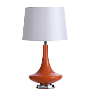 26 Inch 1-Light Table Lamp with Ceramic Body and Steel Base and White Hardback Linen Shade