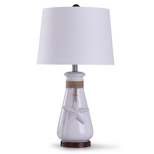 Serenity - One Light Seaside Ceramic Table Lamp with Starfish And Rope Detail