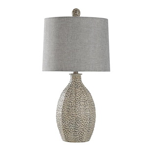 Laurie - 1-Light Table Lamp with Textured Base and Textured Gray Fabric Shade