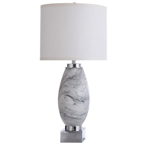St. Austell - One Light Swirl Glass Table Lamp with Drum Shade