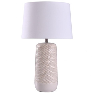 Galey - One Light Woven Wicker Textured Design Table Lamp with Tapered Drum Shade