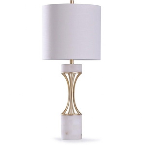 Abyaz - One Light Concave Metal Table Lamp with Marble Accent and Drum Shade