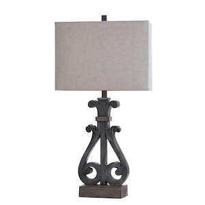 Brampton - One Light Open Scroll Design Table Lamp with Rectangle Shade